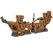 Декорация для аквариума Barbus "Лодка" золотистая 25x7,5x10,5 см 