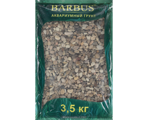 Грунт Barbus Пестрая №2, галька, 2 - 5 мм, 3,5 кг