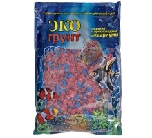 Грунт мраморная крошка, красно-синяя (блестящая), 5-10 мм 1 кг