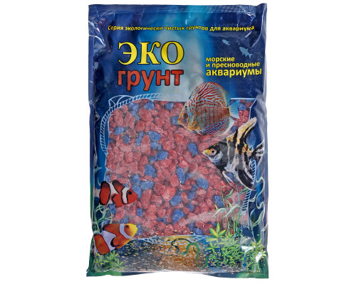 Грунт мраморная крошка, красно-синяя (блестящая), 5-10 мм 1 кг