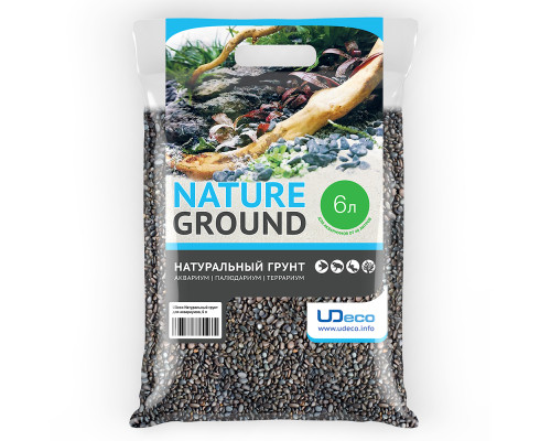 Грунт UDeco River Dark Темный гравий, 3-5 мм, 6 л (10 кг)