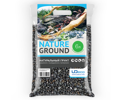 Грунт UDeco River Dark Темный гравий, 6-9 мм, 6 л (10 кг)