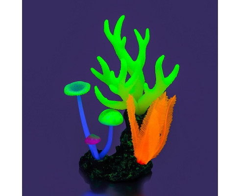 Флуоресцентная аквариумная декорация GLOXY Морские кораллы желтые