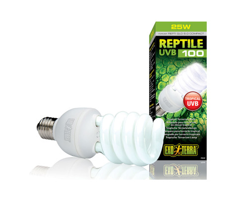 Лампа ультрафиолетовая Exo-Terra Reptile UVB100 Repti Glo 5.0 Compact T10, 25Вт