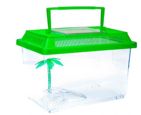 Переноска Barbus BOX 008 с пластиковой крышкой островком и пальмой, 21х13,5х14 см